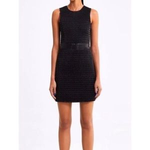 Zara Black Textured Faux Leather Mini Dress